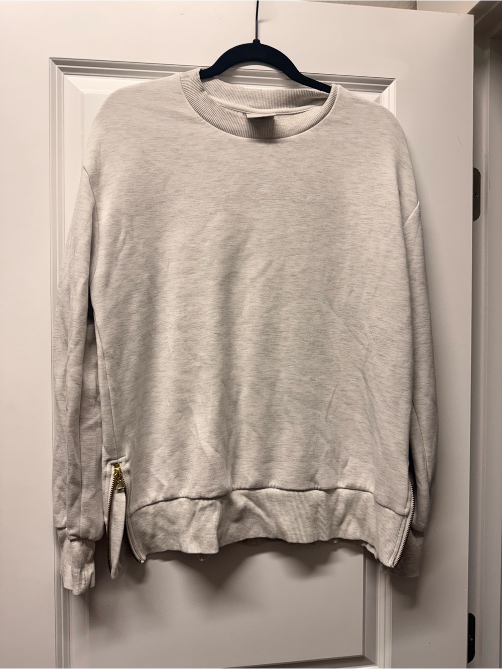 Women's Varley Crewneck Side-Zip Sweater in Ivory